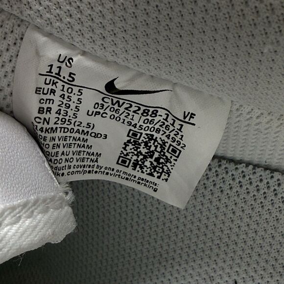 Mens Size 11.5-Nike Air Force 1 \'07 Triple White Athletic Sneakers CW2288-111 main image 9